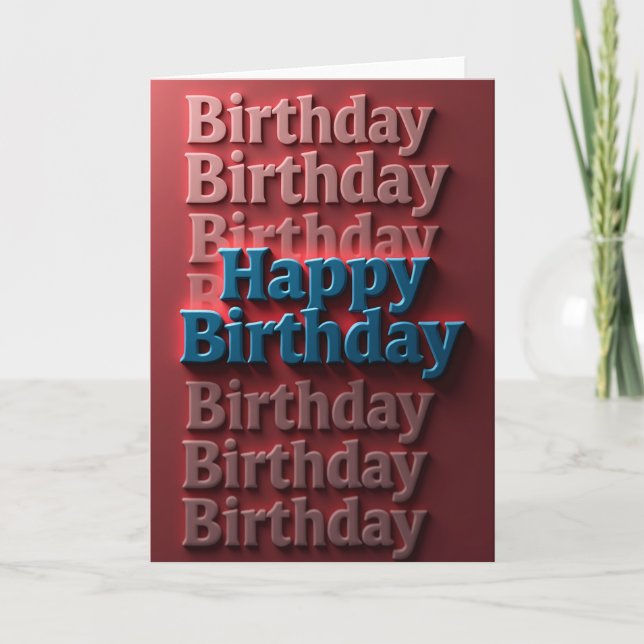 Crimson Birthday Text Card (Front)