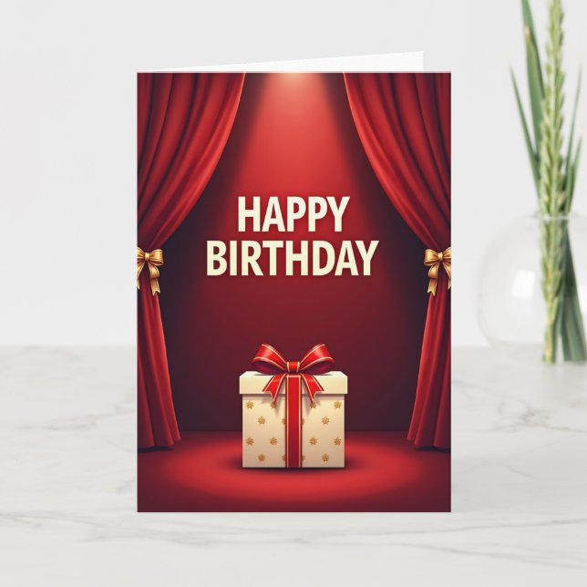 Crimson Birthday Wishes Card (Front)