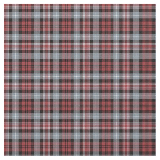 Crimson, Black and Grey Sporty Plaid Fabric