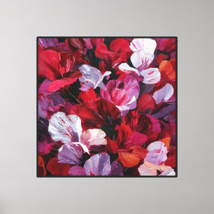 Crimson Bloom Abstract Floral Canvas Print