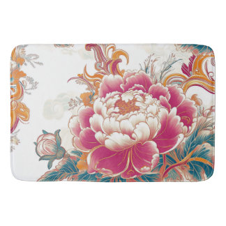 Crimson Bloom Bath Mat