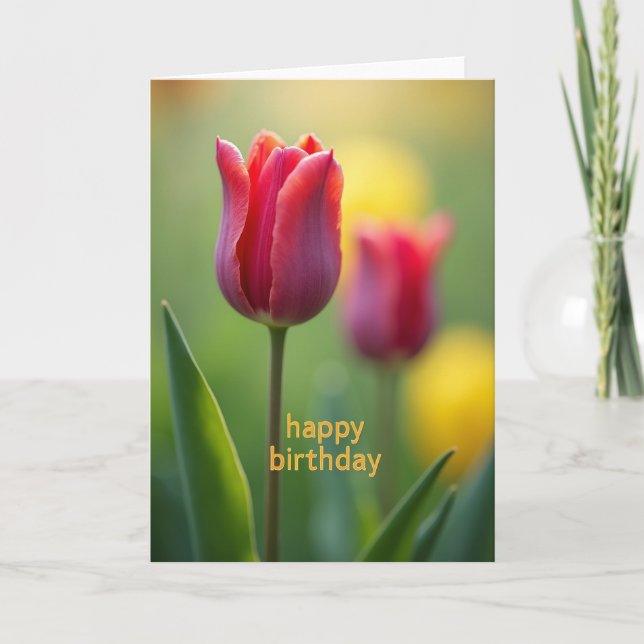Crimson Bloom Birthday Card (Front)