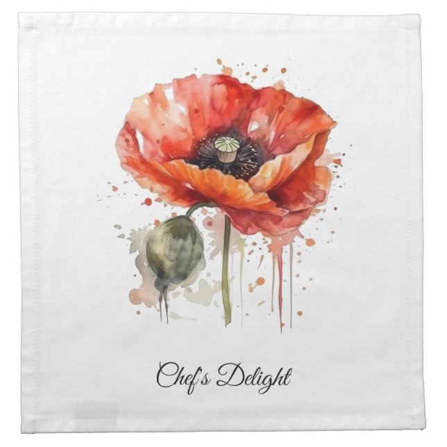 Crimson Bloom, custom Cloth Napkin (Front)