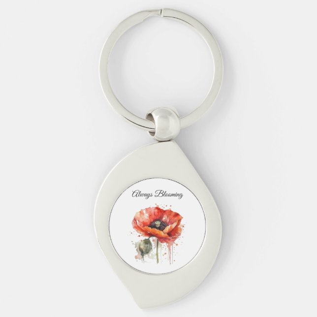 Crimson Bloom, custom Keychain (Front)