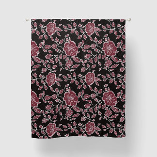 “Crimson Bloom Floral Window Curtains” Blackout Curtains