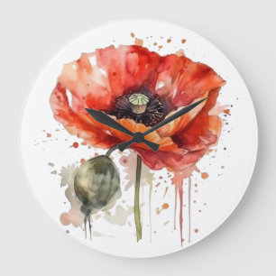 Crimson Bloom Large Clock