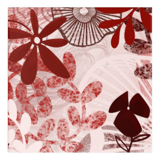 Crimson Bloom – Layered Abstract Botanical Acrylic Print