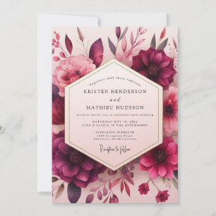 Crimson Bloom Romantic Wedding Invitation