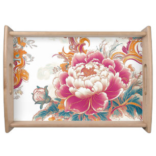 Crimson Bloom Serving Tray