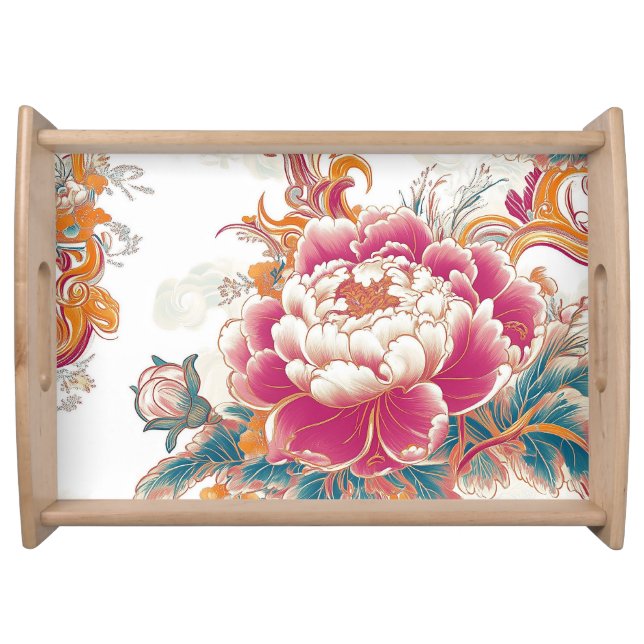 Crimson Bloom Serving Tray (Front)