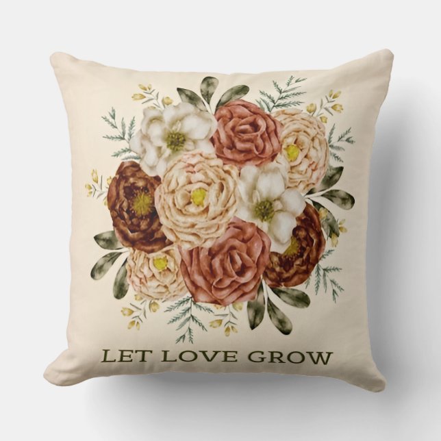 Crimson Bloom  Throw Pillow (Front)