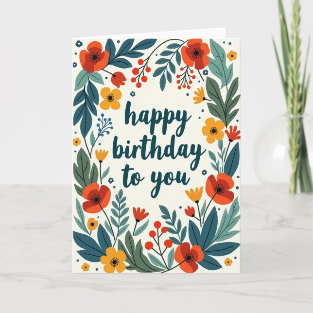 Crimson Blossom Birthday Card (Front)