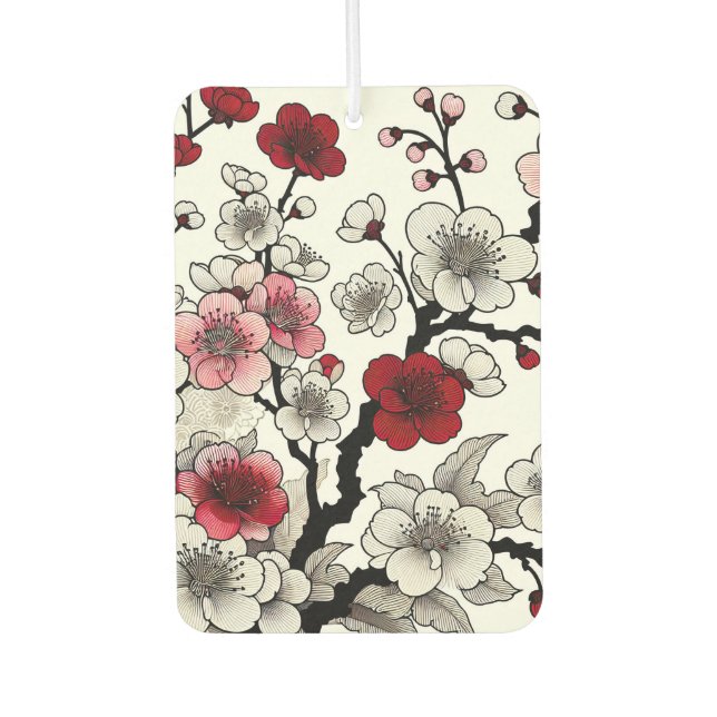 Crimson Blossom Elegance - Japanese-Inspired Flora Air Freshener (Front)