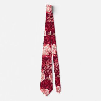 Crimson & Blush Seamless Rose Pattern Neck Tie