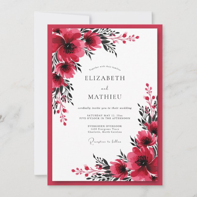 Crimson Bold Winter Wedding Invitation (Front)