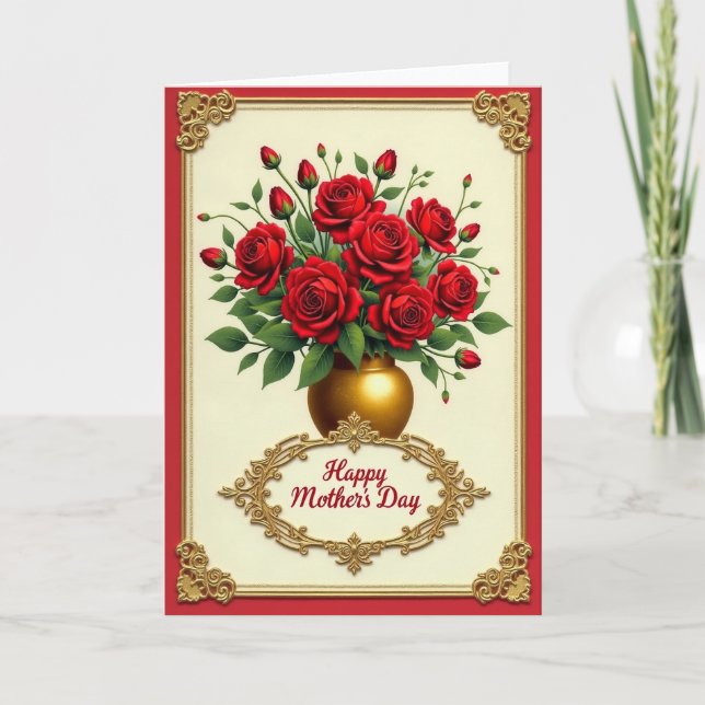 Crimson Border Mothers Day Card (Front)