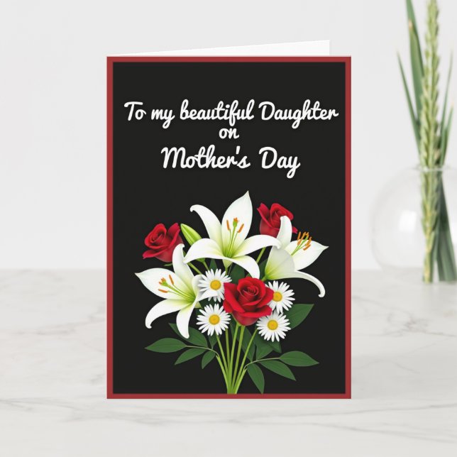 Crimson Bordered Mothers Day Card (Front)