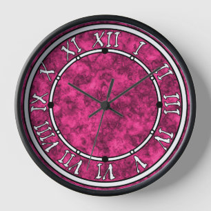 Crimson bright marble pattern clock