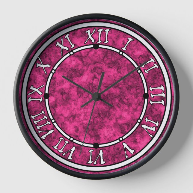 Crimson bright marble pattern clock (Front)