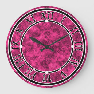 Crimson bright marble pattern large clock