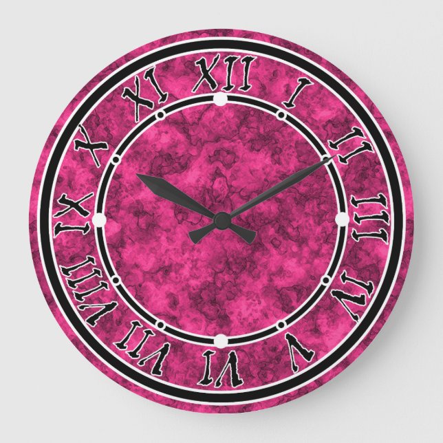 Crimson bright marble pattern large clock (Front)