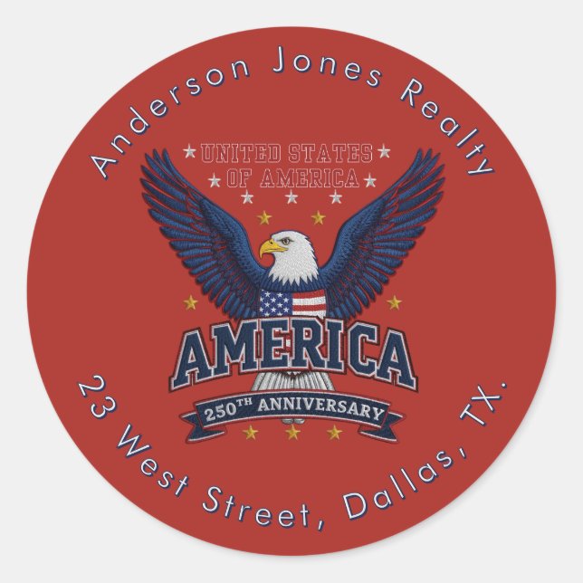  Crimson Business USA Anniversay Classic Round Sticker (Front)