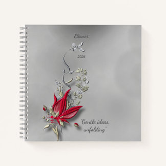 Crimson Butterfly Bloom spiral notebook