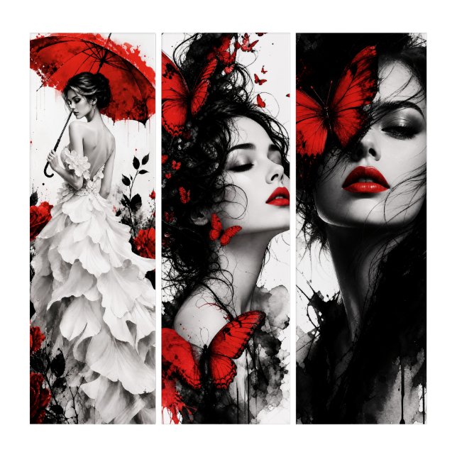 Crimson Butterfly Triptych (Front)