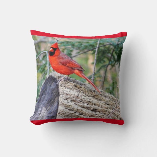 Crimson Cardinal Throw Pillow (Front)