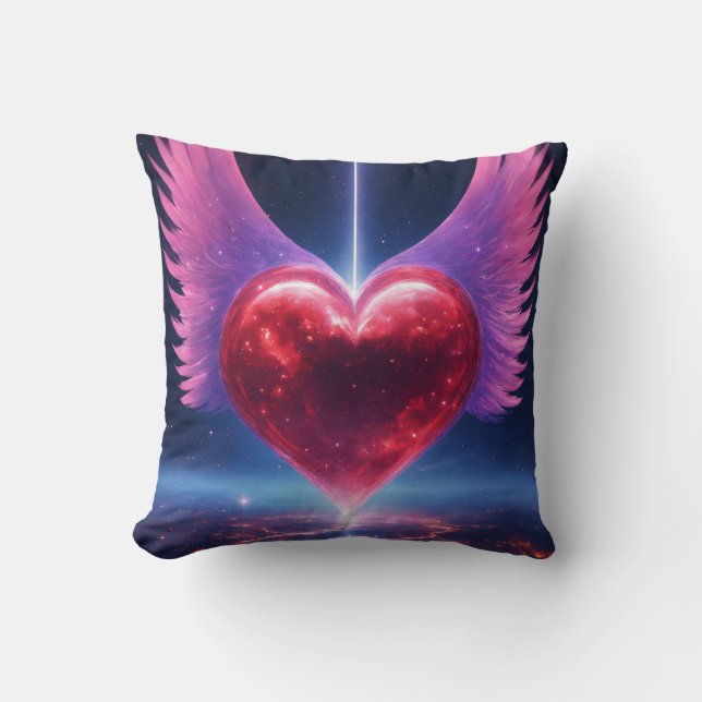 Crimson Cascade" Throw Pillow (Front)