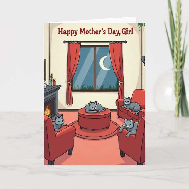 Crimson Cat Mothers Day Card (Front)