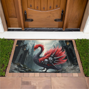 Crimson Cathedral Swan. Doormat