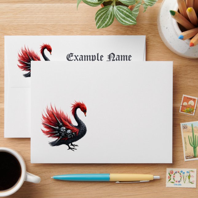 Crimson Cathedral Swan. Envelope (Desk)