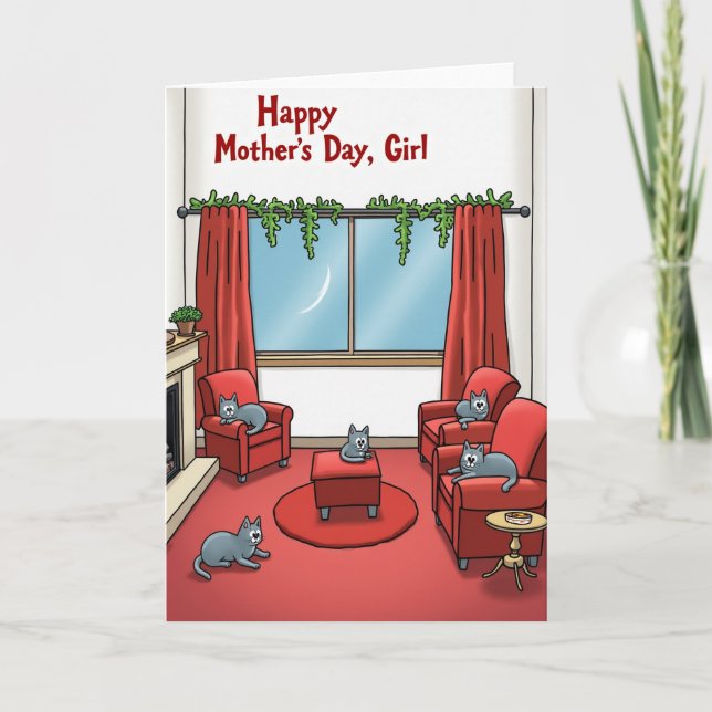 Crimson Cats Mothers Day Card (Front)