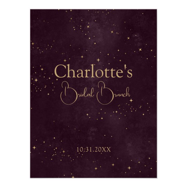 Crimson Celestial Sun and Moon Bridal Shower Sign (Front)