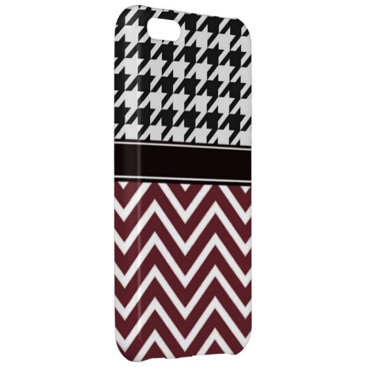 Crimson Chevron and Houndstooth iPhone Case (Back Right)
