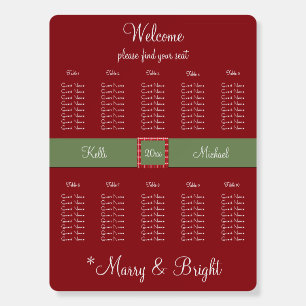 Crimson Christmas Wedding Seating Chart Foam Board
