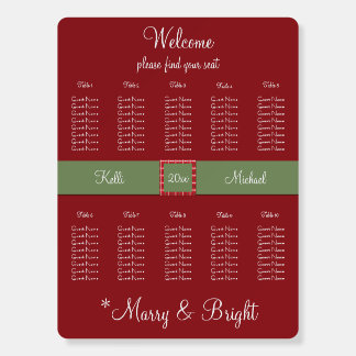 Crimson Christmas Wedding Seating Chart Foam Board