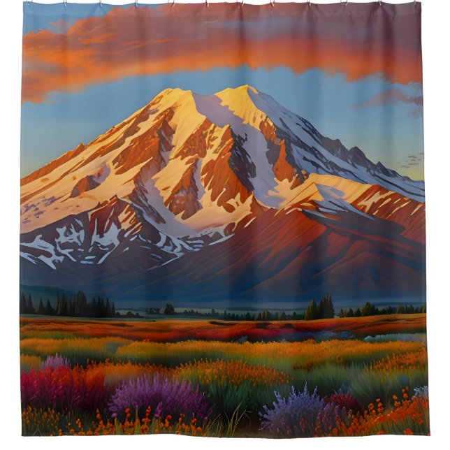 Crimson Clouds over the Valley Shower Curtain (Front)