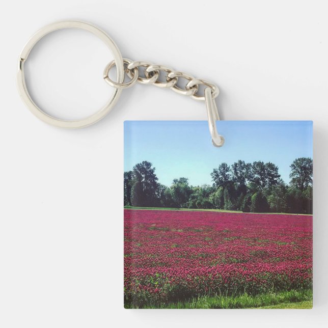 Crimson Clover Field Keychain (Front)