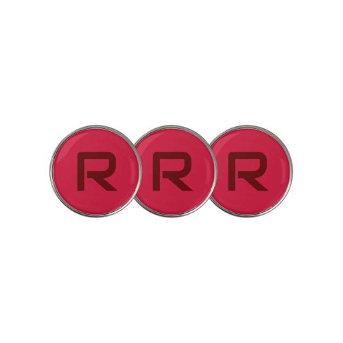 Crimson Color  Dark Red Initial Letter Name Golf Ball Marker