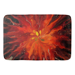 Crimson Core – Fiery Abstract Energy Burst Bath Mat