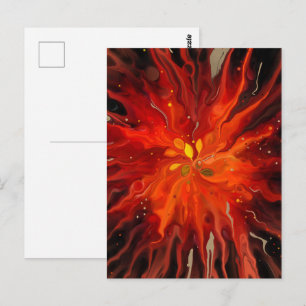 Crimson Core – Fiery Abstract Energy Burst Postcard