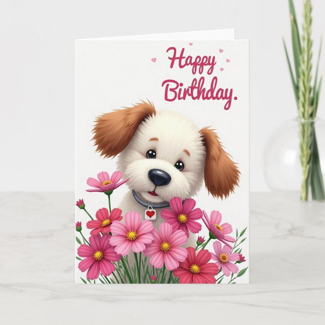 Crimson Cosmos Birthday Card (Front)