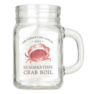 Crimson Crab Crab Boil Event Mason Jar