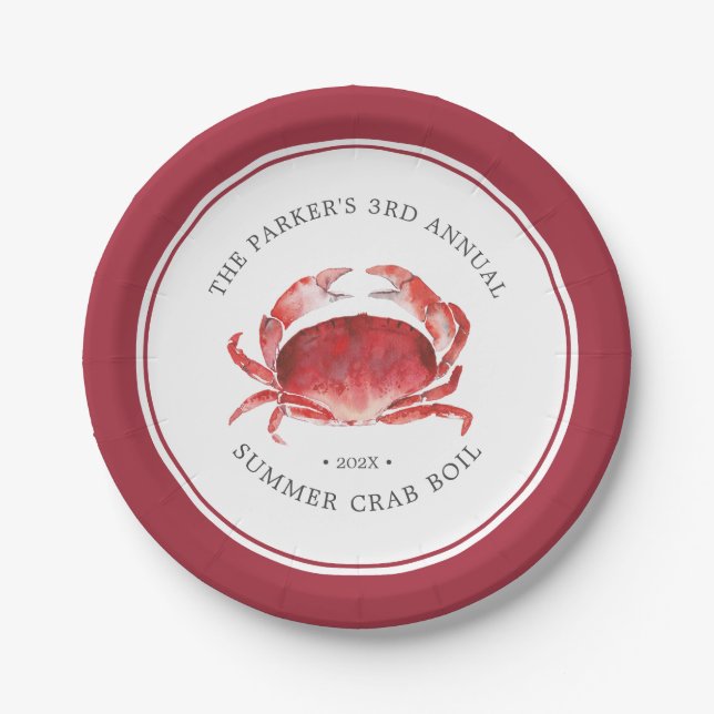 Crimson Crab | Crab Boil Event Paper Plates (Front)
