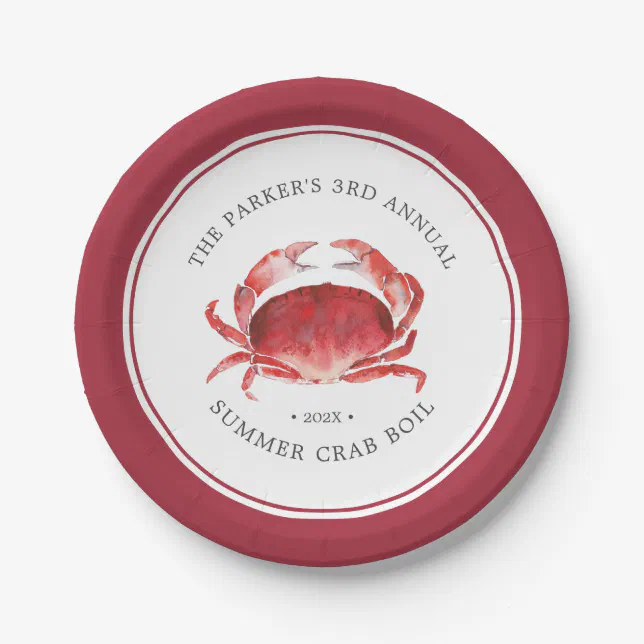 Crimson Crab Crab Boil Event Paper Plates Zazzle