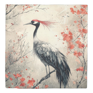 Crimson Crane Blossom Ink Wash (1) Duvet Cover