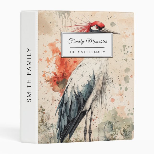 Crimson Crane Blossom Ink Wash (1) Mini Binder (Front/Spine)