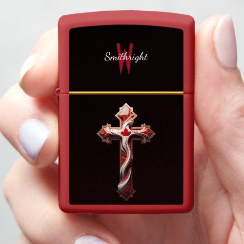 Crimson Cross A Symbol of Hope and Faith Zippo Lighter